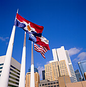 Flags of Texas, Dallas and Stars and Stripes, Dallas, Texas, USA