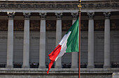 Italian flag & Victor Emmanuel Monument, Rome, Lazio, Italy