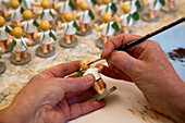 Christmas angels production, Gruenhainichen, Ore mountains, Saxony, Germany