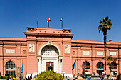 The facade of the egyptian museum under blue sky, Cairo, Egypt, Africa