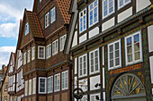 Fachwerkhäuser, Krumme Straße, Historische Altstadt, Detmold, Straße der Weserrenaissance, Lippe, Nordrhein-Westfalen, Deutschland, Europa