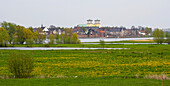 Frühling, Blick über die Rheinaue nach Rees, Niederrhein, Nordrhein-Westfalen, Deutschland, Europa