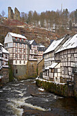 Monschau, northern part of Eifel, outdoor photo, winter, snow, North Rhine-Westphalia, Germany, Europe