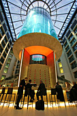 Five star Radisson SAS Hotel features the world's largest cylindrical aquarium. Berlin, Germany