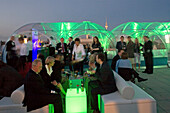 EnBW stands for Energie Baden-Württemberg AG, here is a party on the roof of their headquarters in the Friedrichstraße, Berlin, Germany