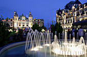 Casino and fountain at night, Monte Carlo, Cote d'Azur, Monaco