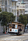 Powell and Mason cable car at Nob Hill, San Francisco, California, USA