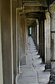 View along passageway at Angkor Wat, Siem Reap, near, Cambodia