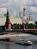 View of the Kremlin across river, Moscow, Russian Federation