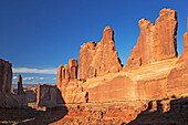 Courthouse Towers red rock formations, Arches National Park, Utah, USA