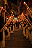 Easter Parade, procession of candleholders at night, Seville, Andalucia, Spain