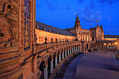 View of the Plaza de Espana at night, Seville, Andalucia, Spain