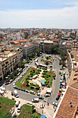 View over Plaza de la Reina from Miguelete tower of the Cathedral, Valencia, Valencia Region, Spain