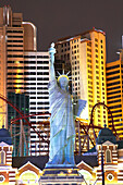Statue of Liberty at New York New York Hotel and Casino at night, Las Vegas, Nevada, USA