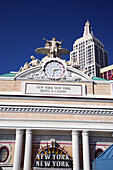 New York New York Hotel and Casino, facade with name signs, Las Vegas, Nevada, USA