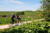 Cyclists on the Tissington Trail, Hartington, Derbyshire, UK, England