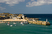View of harbour and town, St Ives, Cornwall, UK, England