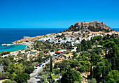 View over Lindos town, Lindos, Rhodes Island, Greek Islands