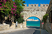 Rhodes, the Old Town with view of sea, Rhodes Town, Rhodes Island, Greek Islands