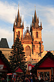 Old Town, Tyn Church and Christmas Market, Prague, Czech. Republic