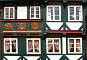 Detail of half-timbered house, Goslar,; Lower Saxony, Germany