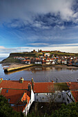 Whitby Old Town and Outer Harbour, Whitby, Yorkshire, UK, England