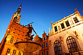 Neptune Fountain and Town Hall in Long Market, Gdansk, Pomerania, Poland