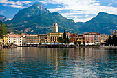 Lakeside town and mountains, Riva del Garda, Lombardy, Lake Garda, Italy