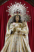 Statue of the Virgin Mary at the church Iglesia de Virgen de La Regla, Pajara, Fuerteventura, Canary Islands, Spain, Europe