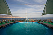 Deserted pool on a ferry on the atlantic ocean, Fuerteventura, Canary Islands, Spain, Europe