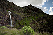 Cascada Juan Jorro, waterfall in the mountains, El Risco valley, Parque Natural de Tamadaba, Gran Canaria, Canary Islands, Spain, Europe