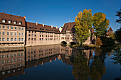 Old City Center of Nürnberg, Heilig Geist Spital, river Pregnitz, Nürnberg, Germany