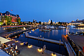 Victoria harbour, Hotel Empress, twilight, Victoria, Vancouver Island, Canada, North America