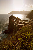 Vernazza at sunset, Cinque Terre, La Spezia, Liguria, Italian Riviera, Italy, Europe