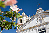 Kirche Santo Antonio mit Mandelblueten, Lagos, Algarve, Portugal