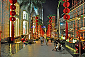 Christmas decorations at the Paragon Center with the Skytrain station, Siam Square, Downtown Bangkok,Thailand, Asia
