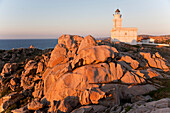 Lighthouse of Capo Testa at sunset, Santa Teresa Gallura, Sardinia, Italy, Europe