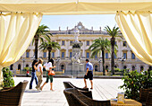 View over a square at the Palazzo della Provincia, Sassari, North Sardinia, Italy, Europe
