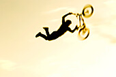 BMX cyclist in mid-air, Munich, Bavaria, Germany