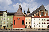 Church of St Barbara’s,  1338, Maly Rynek Square little Market Square, Basilica of the Virgin Mary’s, 14th century,  Gothic Cathedral , Cracow,  Krakow, Poland