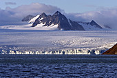 Glaciers and icebergs at the Svalbard archipelago. Spitsbergen island,  Arctic Ocean,  Norway