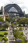 AUSTRALIA - New South Wales (NSW) - Sydney: Overhead view of Sydney Cove Walkway and Sydney Harbour Bridge
