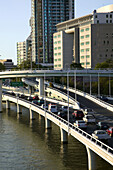 AUSTRALIA - Queensland - Brisbane: Rush Hour Traffic along the Riverside Expressway