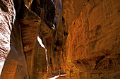 Siq,  main entrance to the ancient city of Petra. Jordan