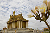 Blüte vor dem Tempel Prasat Nokor Vimean Sour, Udong, Provinz Phnom Penh, Kambodscha, Asien