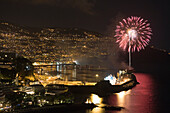 Fireworks seen from Reid's Palace Hotel, Funchal, Madeira, Portugal