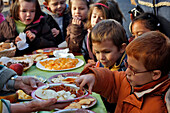 Children In The Market Of Senonches For The Week Of Taste, Eure-Et-Loir (28), France