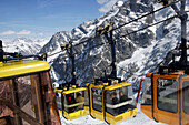 Skiers Going Up In The Cable Cars Of La Grave- La Meije, Hautes-Alpes (05), France