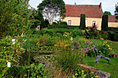 View Of The Flowering Garden Of The Pontgirard Manor, Orne (61), Normandy, France