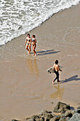 Surfer, Bathers, The Cote Des Basques Beach, Basque Country, Basque Coast, Biarritz, Pyrenees Atlantiques, (64), France